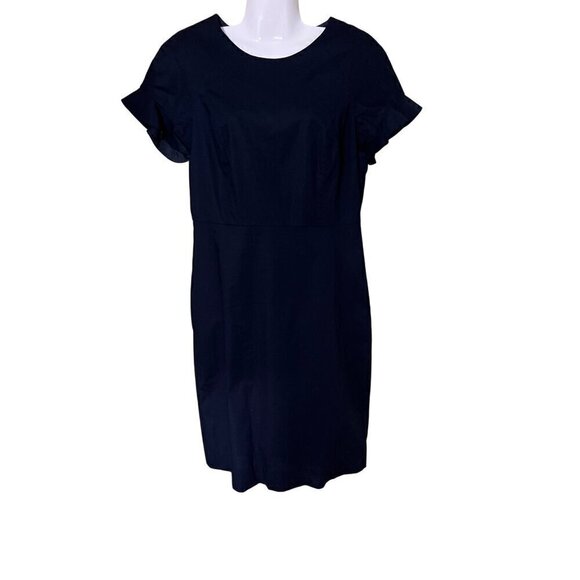 J Crew Navy Blue Short Sleeve Sheath Dress Womens M - Picture 1 of 10